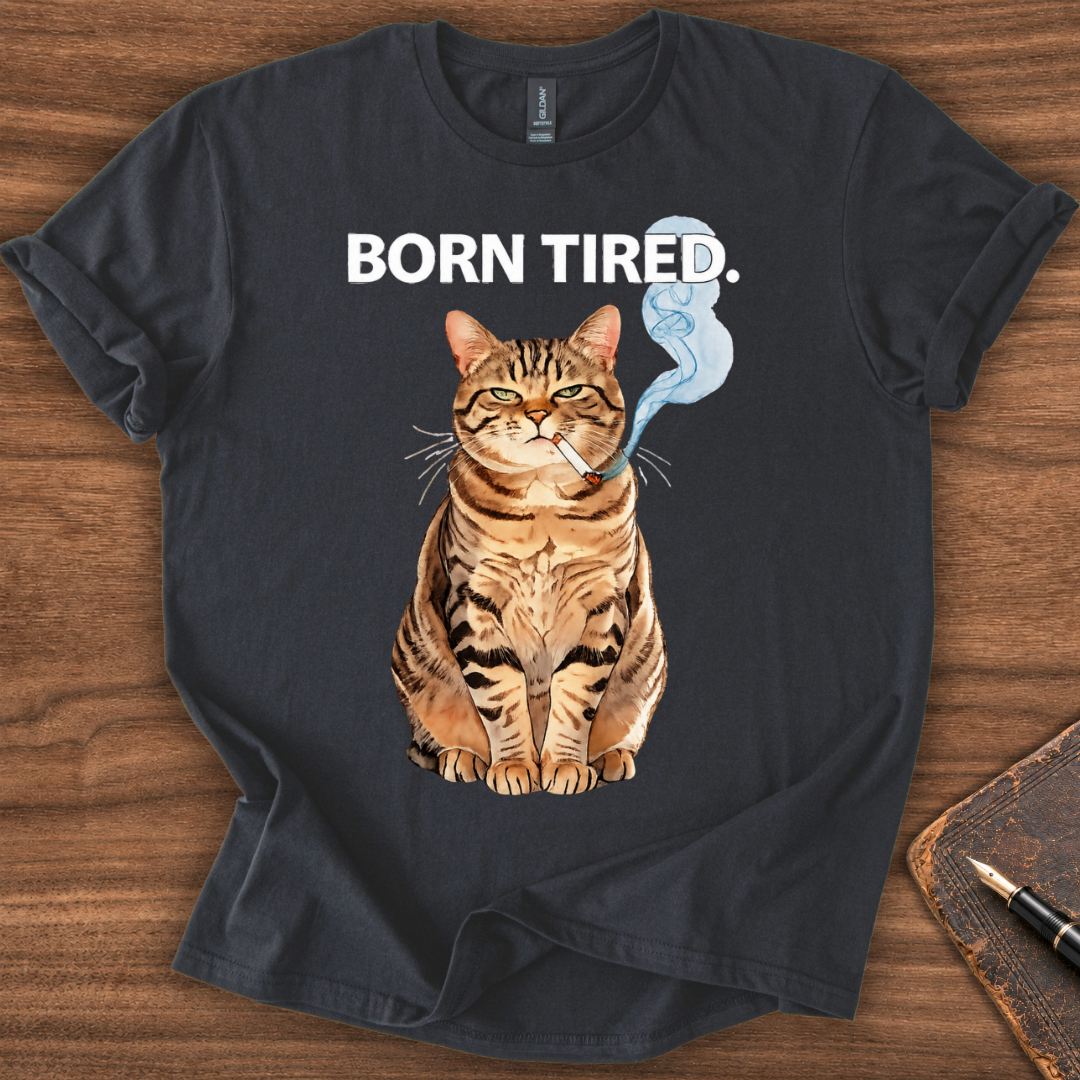 Born Tired Cat T-Shirt - Image 2