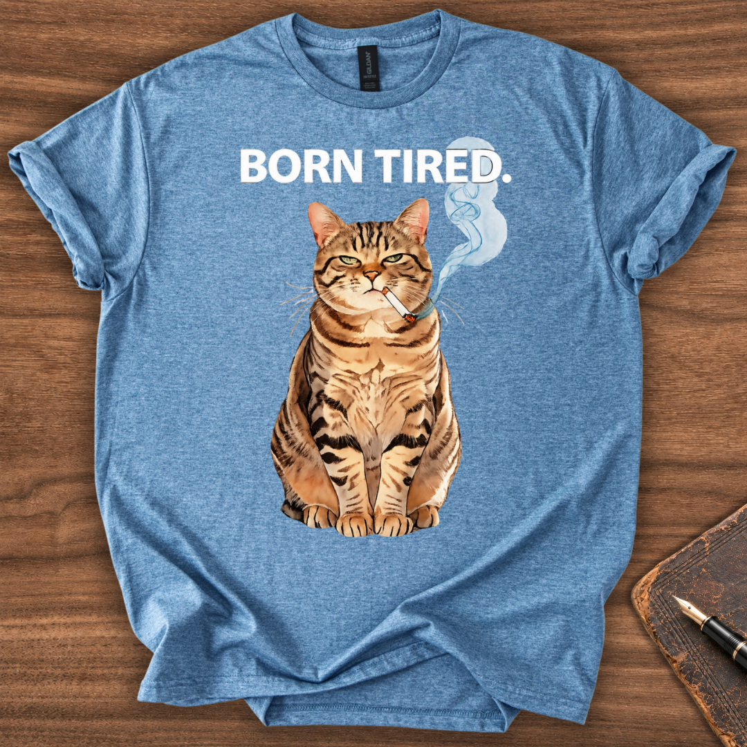 Born Tired Cat T-Shirt - Image 5