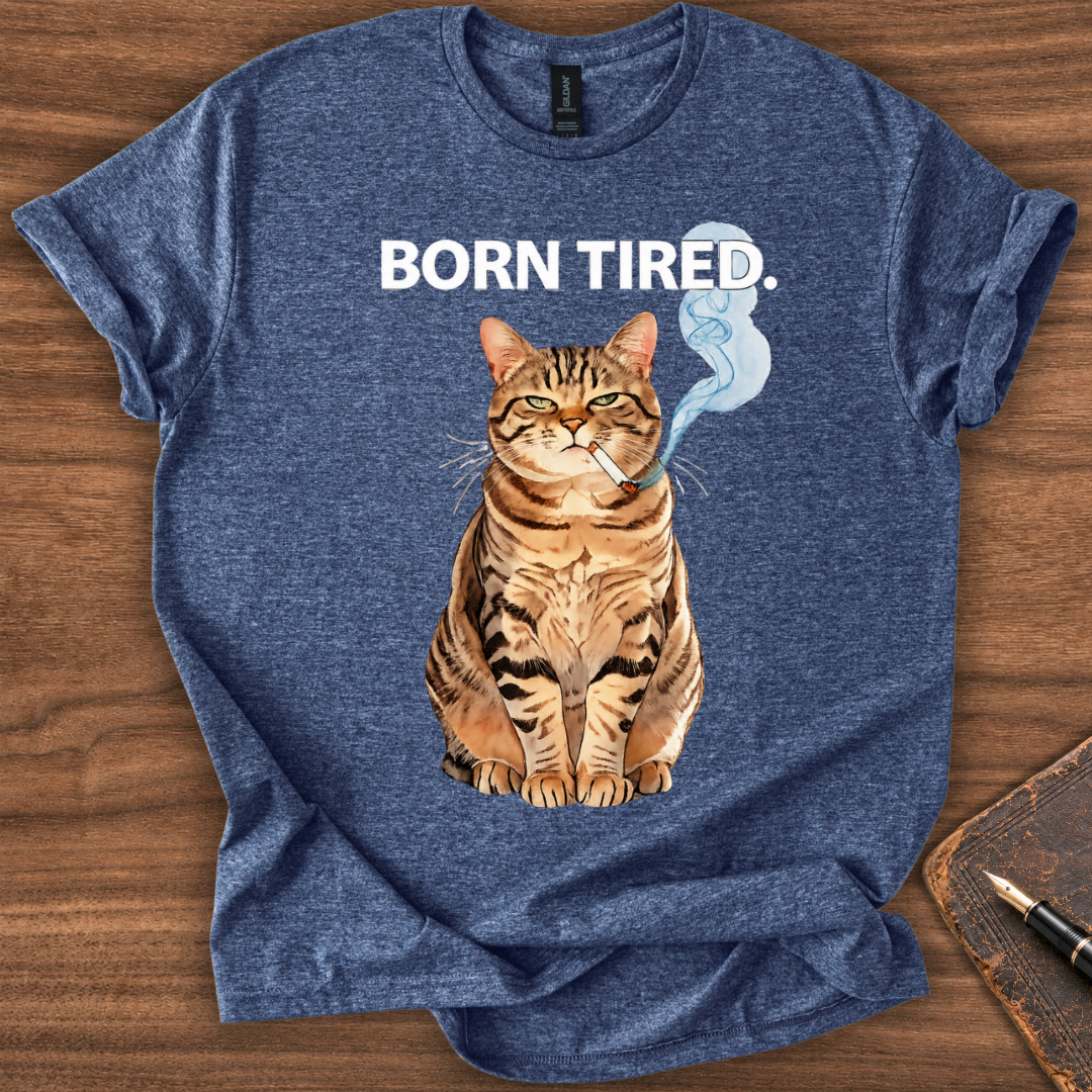 Born Tired Cat T-Shirt - Image 6