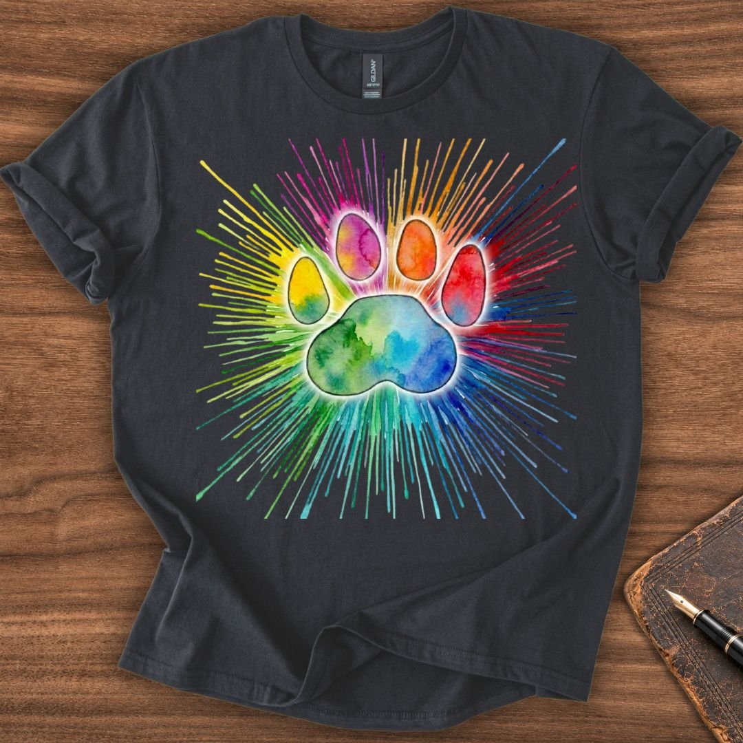 Rainbow Paw Cat T-Shirt - Image 2