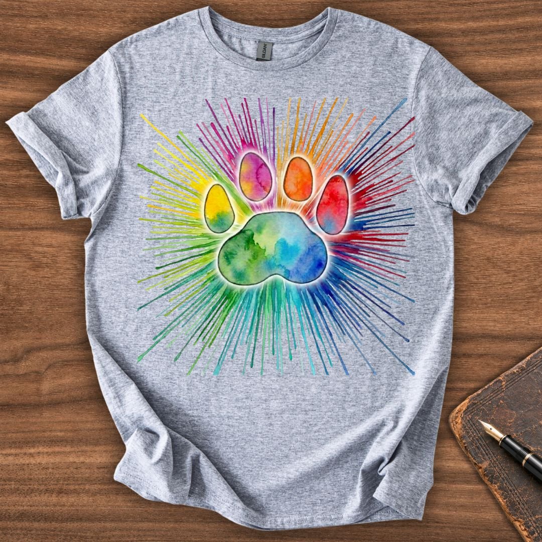 Rainbow Paw Cat T-Shirt - Image 4