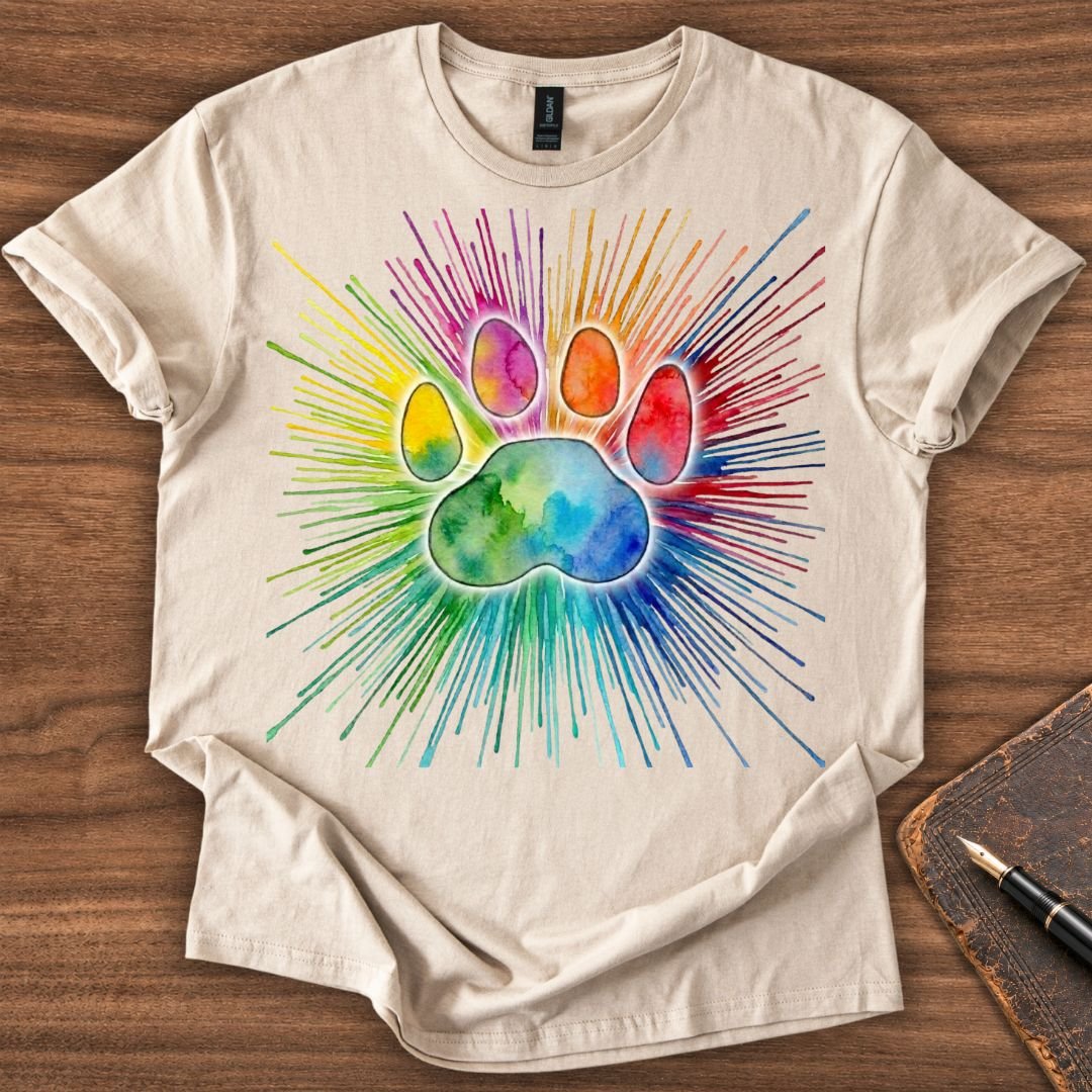 Rainbow Paw Cat T-Shirt - Image 3