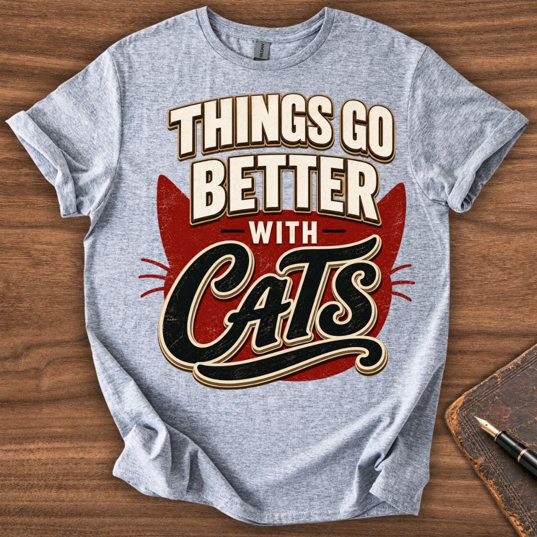 Things Go Better with Cats T-Shirt - Image 4